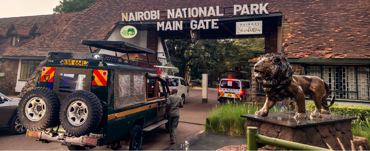 Nairobi, Kenya - Enter the main gate of Nairobi National Park in Africa